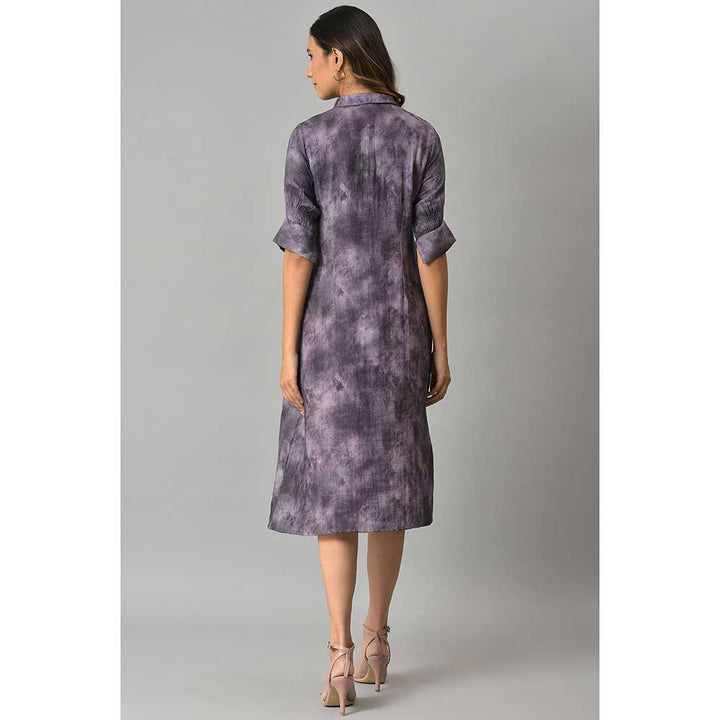 W Purple Floral Midi Dress