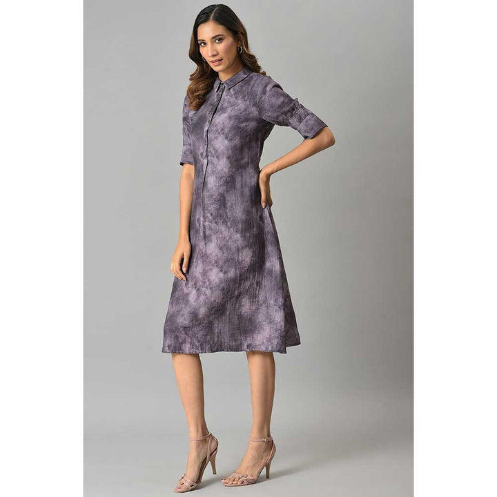 W Purple Floral Midi Dress