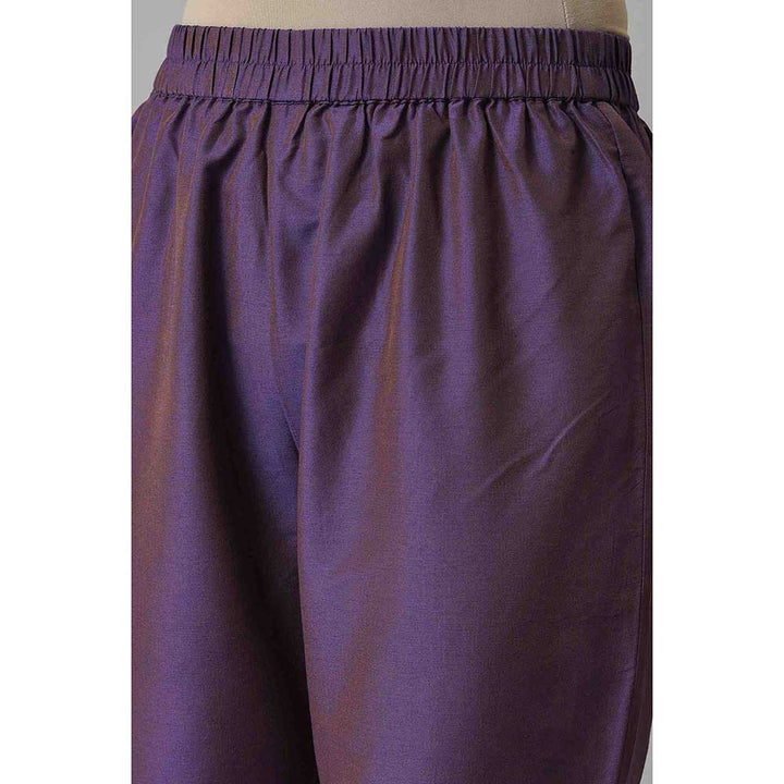W Purple Embroidered Kurta-Slim Pant-Dupatta (Set of 3)