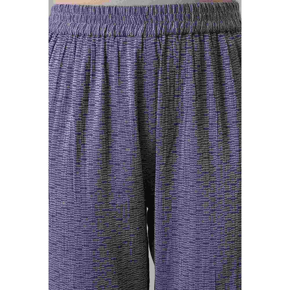W Purple Geometric Kurta-Slim Pant (Set of 2)