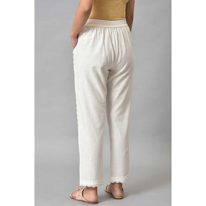 W White Solid Straight Pants