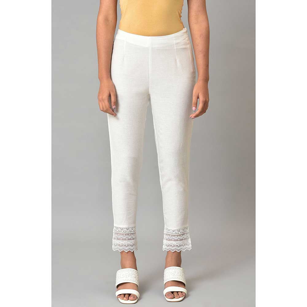 W White Solid Slim Pants