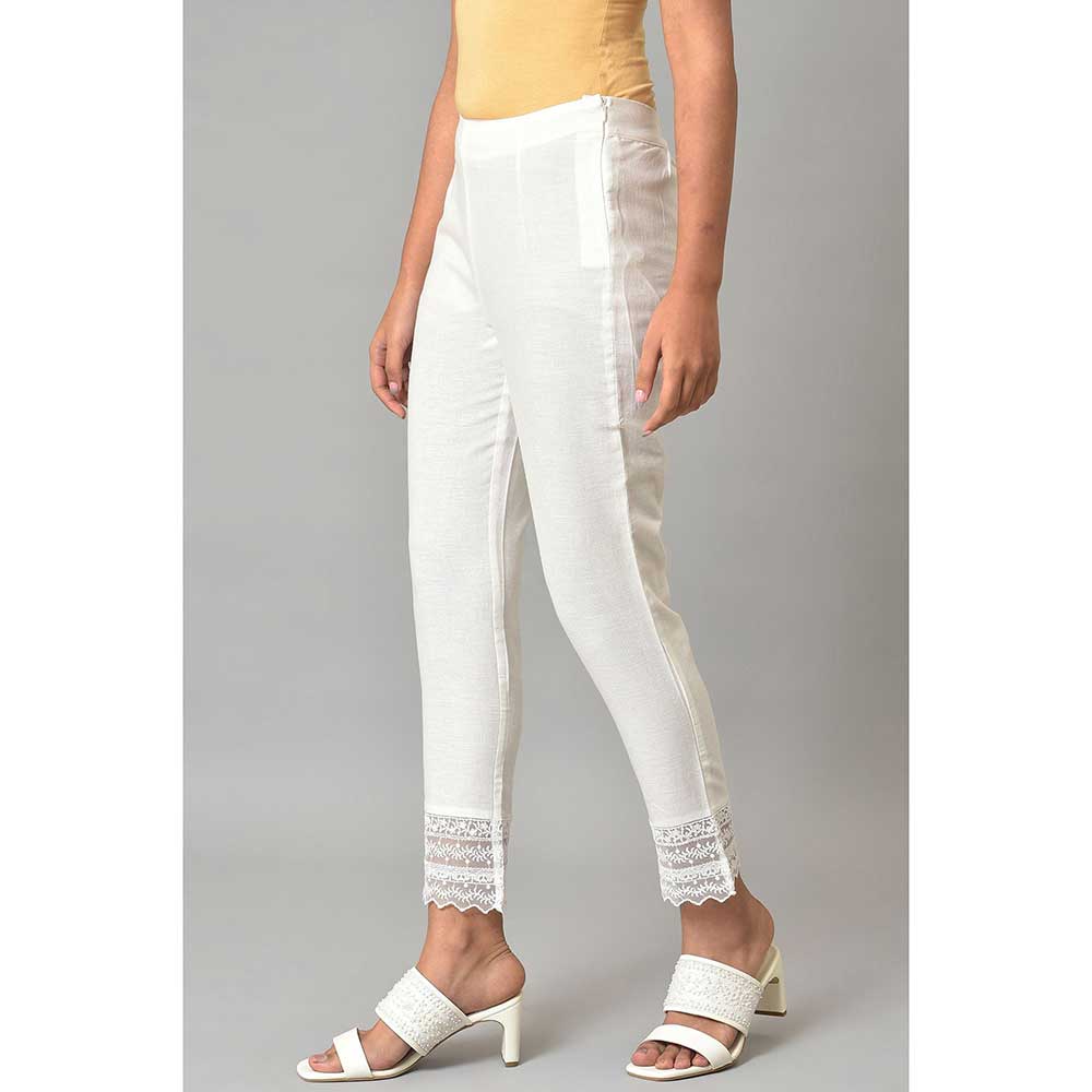 W White Solid Slim Pants