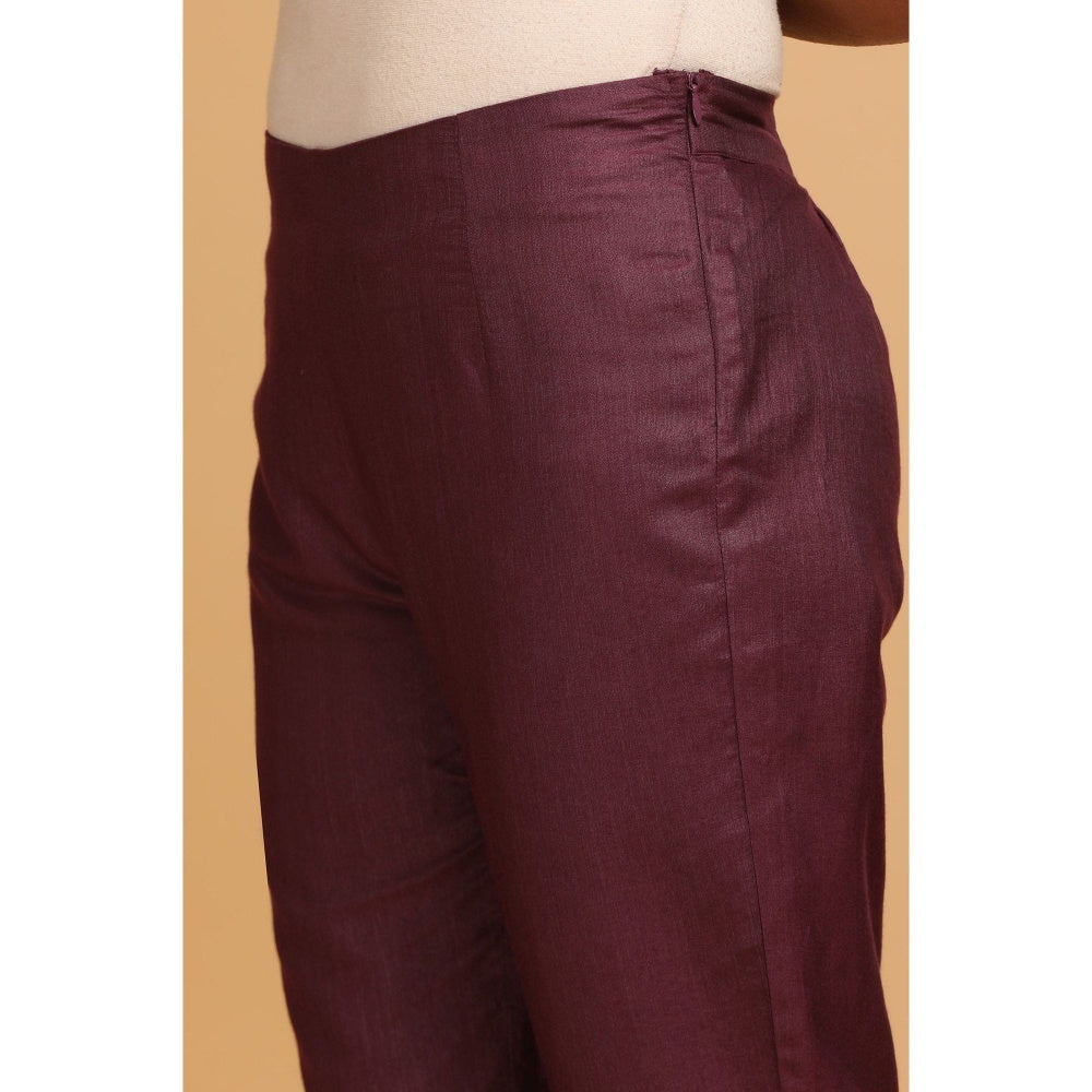 W Purple Embroidered Pant