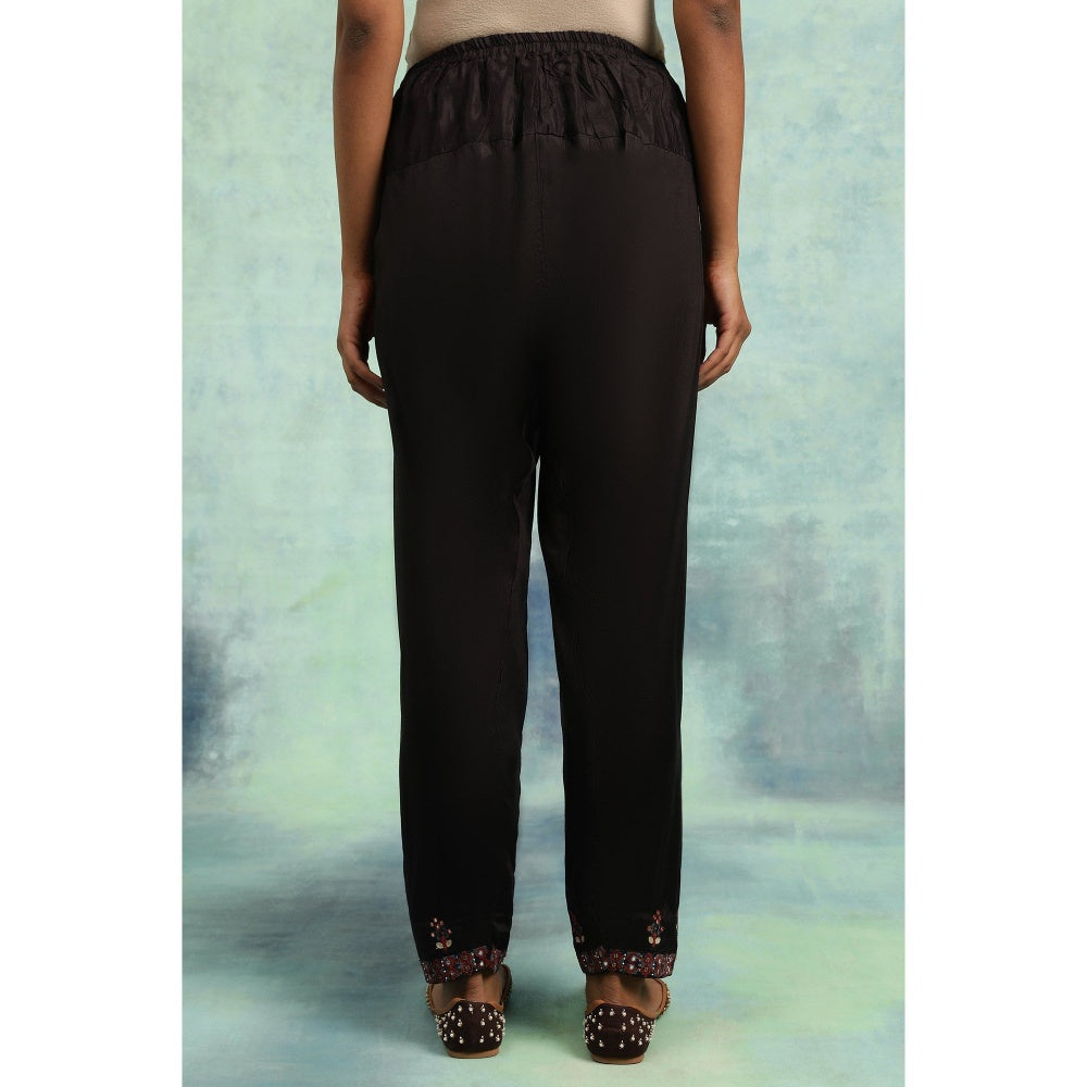 W Black Embroidered Pant