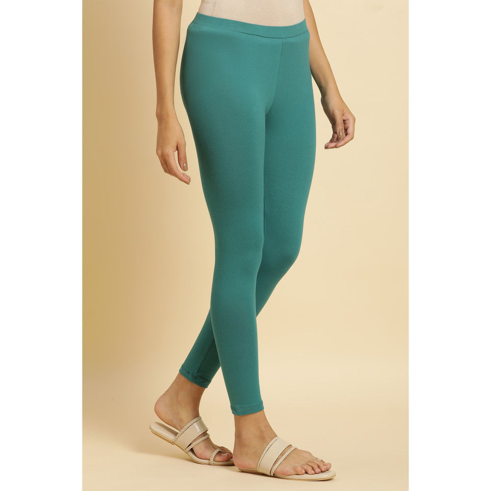 W Teal Solid Tights