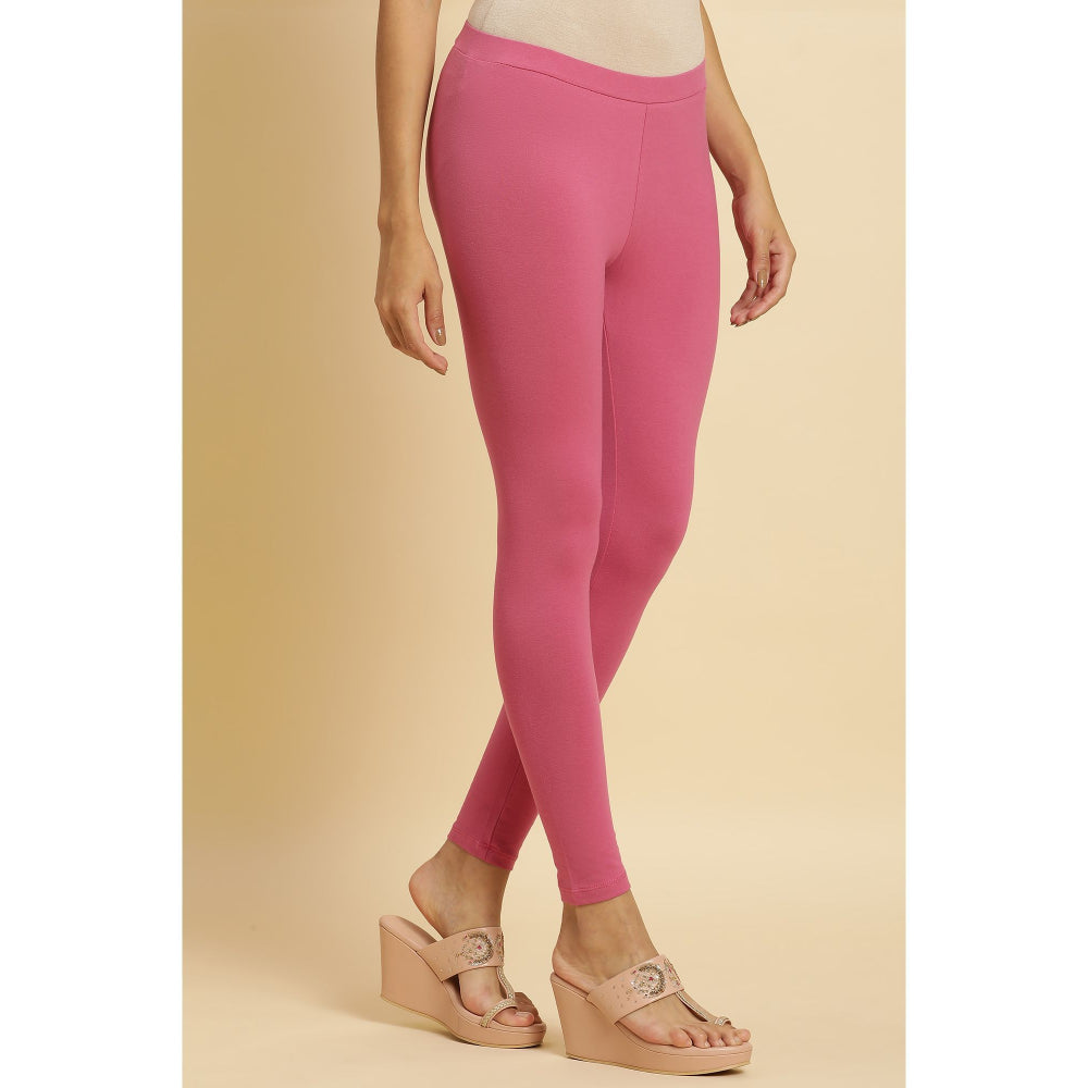 W Pink Solid Tights