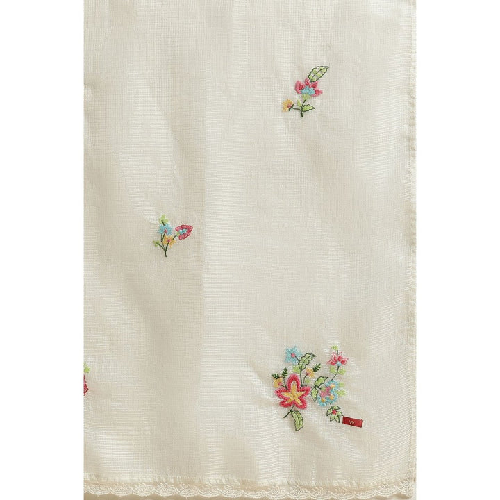 W White Floral Embroidered Dupatta