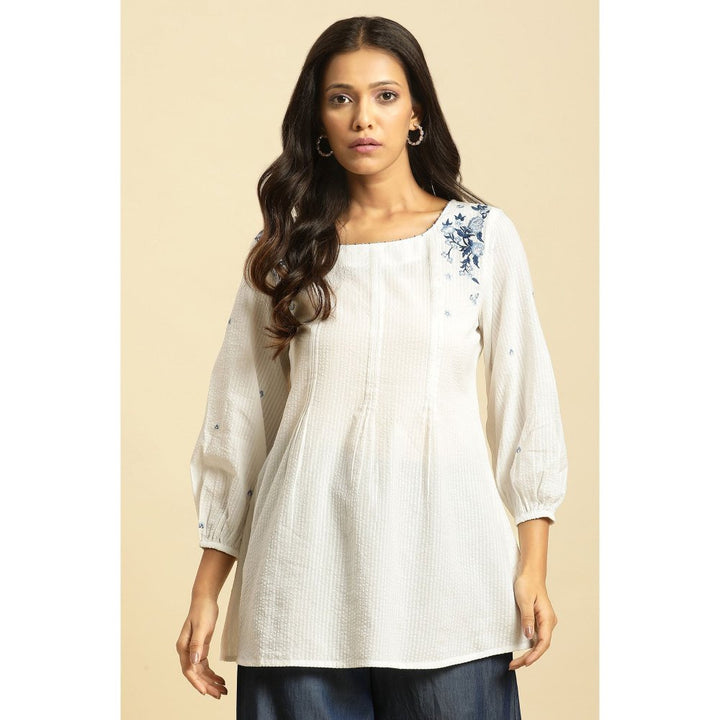 W White Embroidered Top