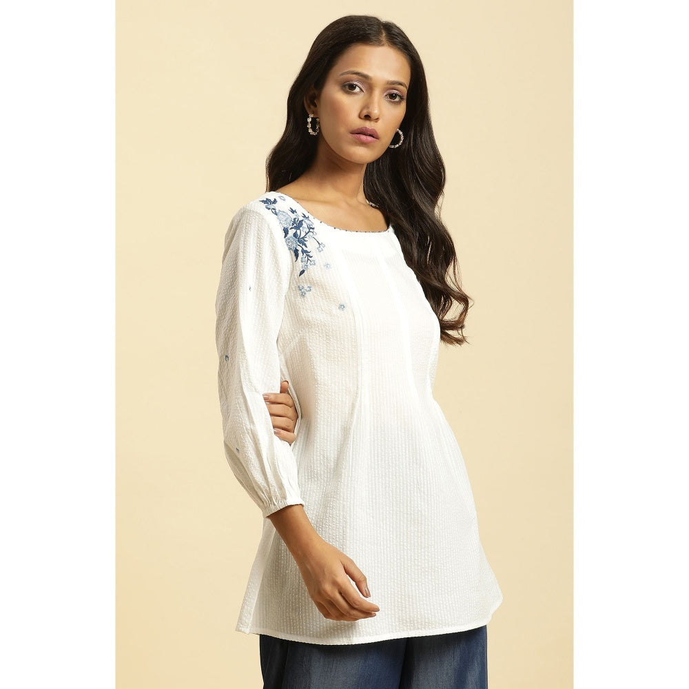 W White Embroidered Top