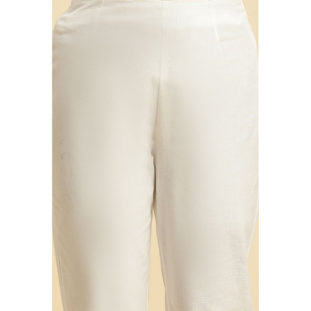 W Off White Solid/Plain Slim Pant