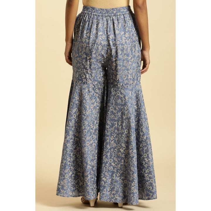 W Blue Floral Divided Skirt Pant