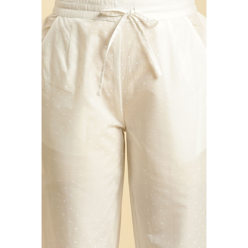W White Floral Straight Pant