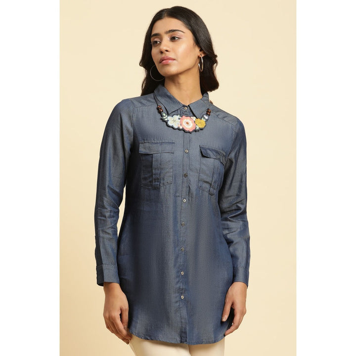 W Blue Solid Shirt (Set of 2)
