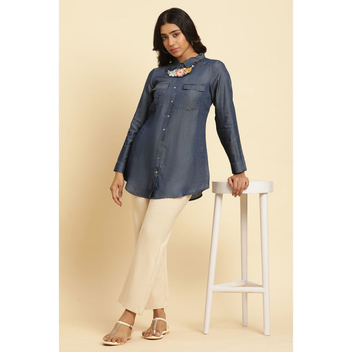 W Blue Solid Shirt (Set of 2)