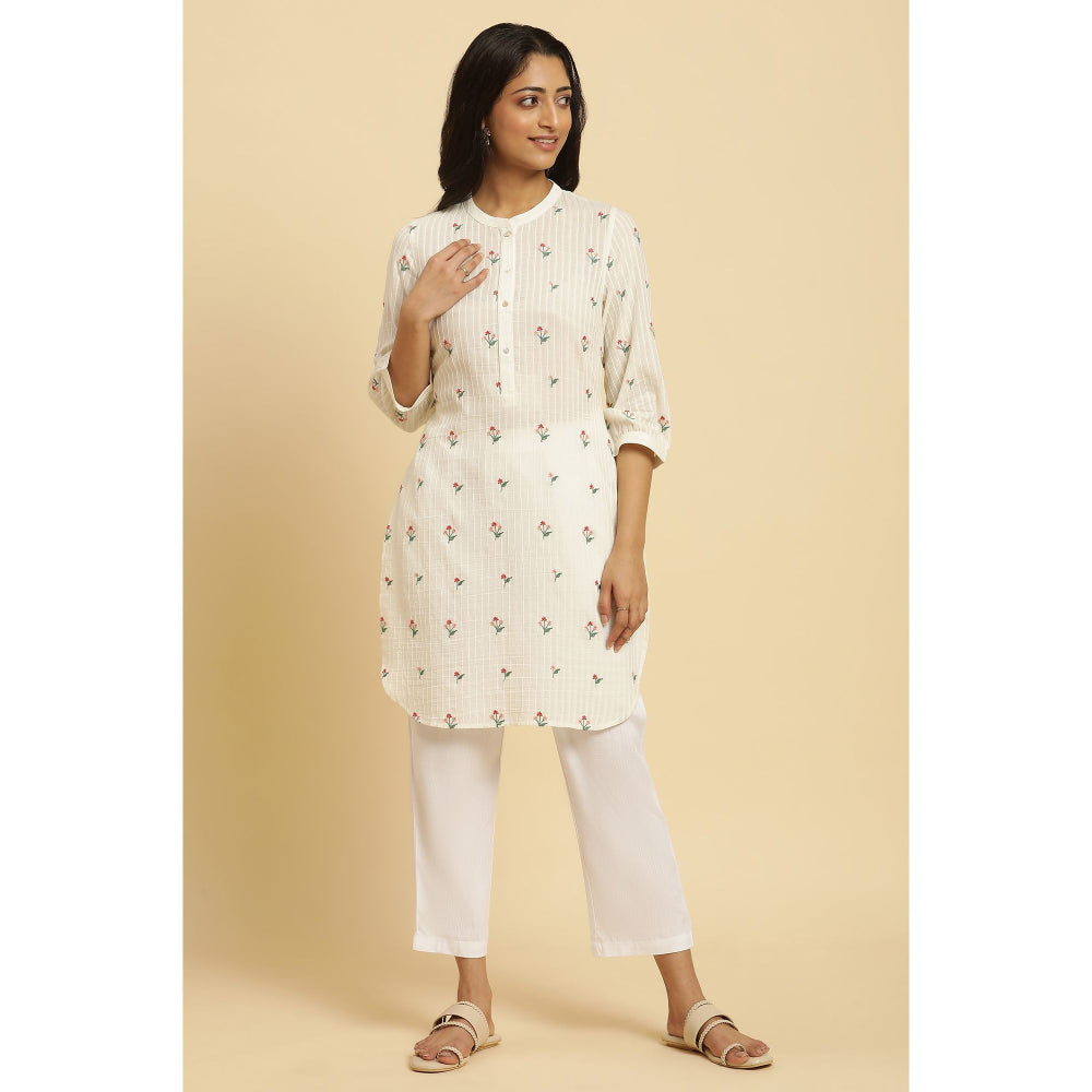W Embroidered White Tunic