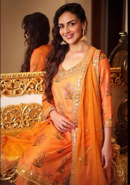 Esha Deol In Mehreen Orange Set
