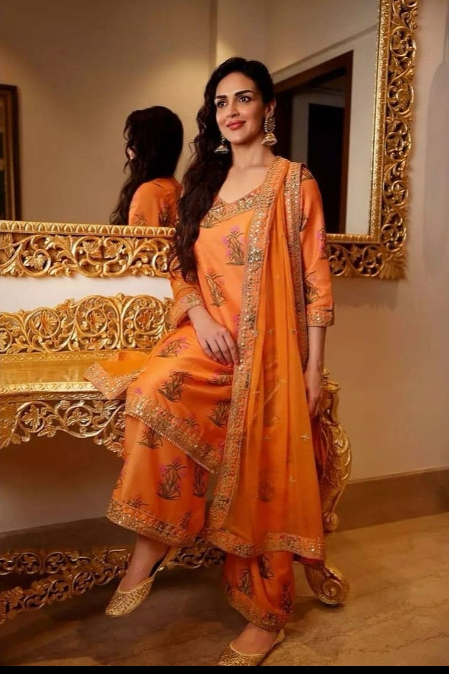 Esha Deol In Mehreen Orange Set