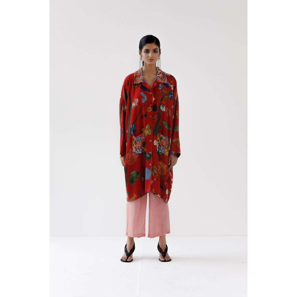 Buy Libas Women Red & Green Solid A Line Dress With Block Print Ethnic  Jacket - Ethnic Dresses for Women 11066250 | Myntra