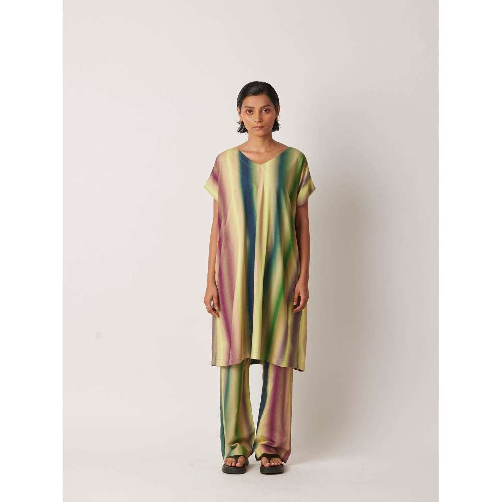 YAVI Women's Aura Colorblock & Printed Multi-Color Kurta