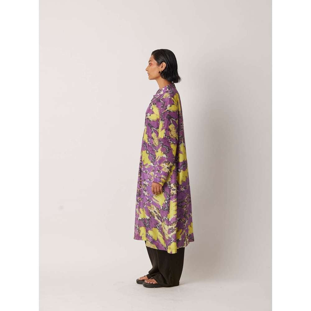 YAVI Women's Motley Printed Purple Kurta
