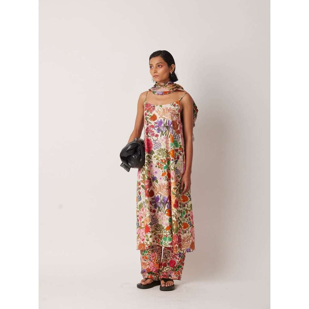 YAVI Women's Imfy Floral & Printed White Kurta