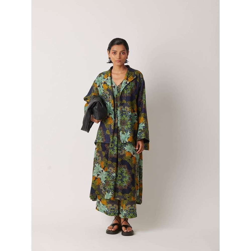 YAVI Women's Accord Floral & Printed Green Jacket