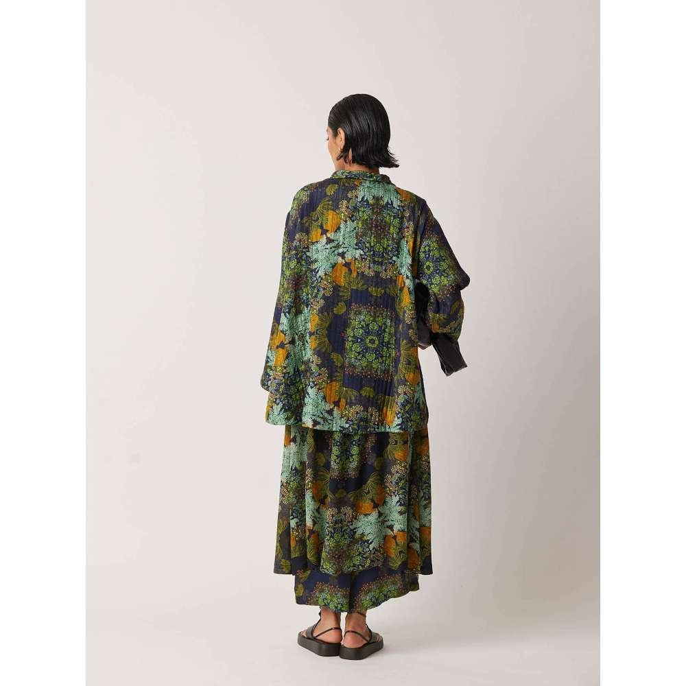 YAVI Women's Accord Floral & Printed Green Jacket