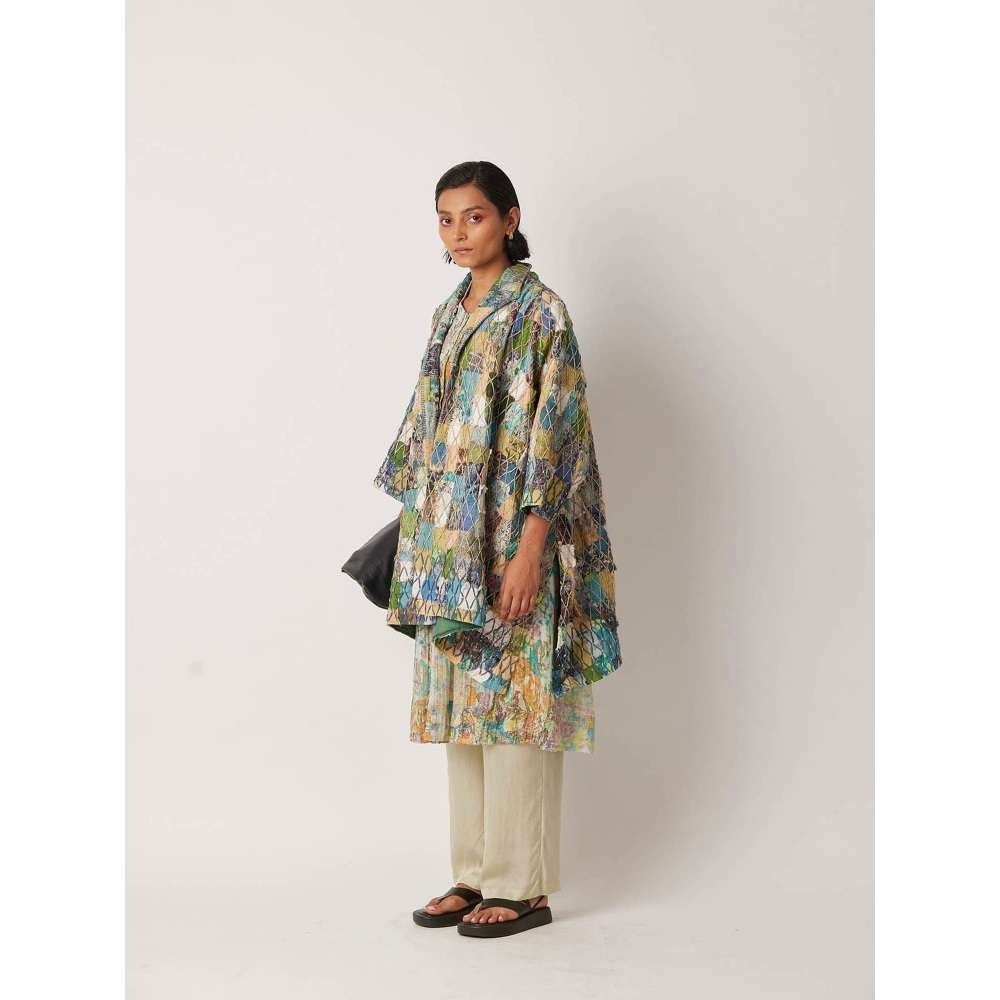 YAVI Women's Aecho Checks & Thread Work Multi-Color Jacket