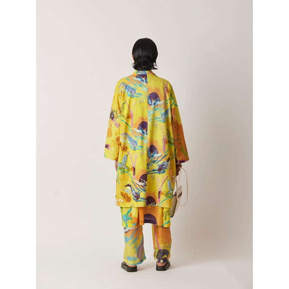 YAVI Women's Barbi Printed Yellow Jacket