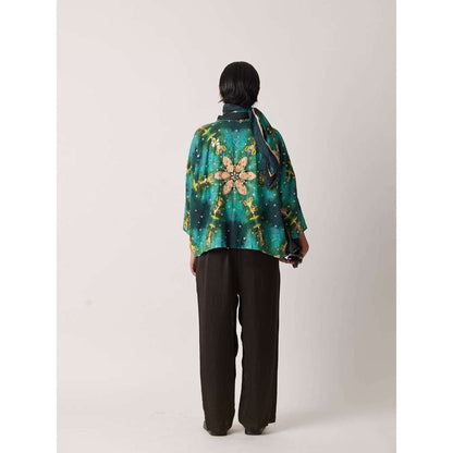 YAVI Women's Anigo Floral & Embellished Green Jacket