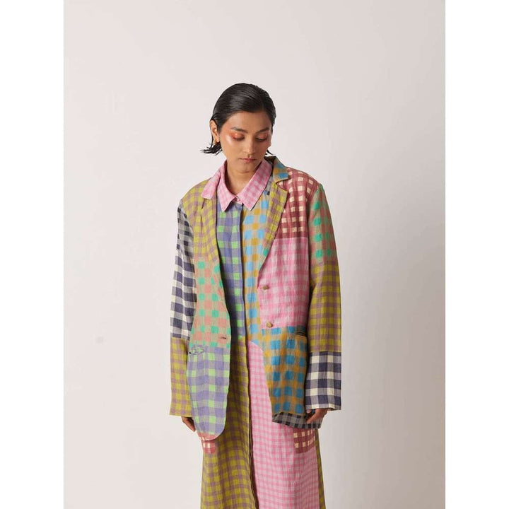 YAVI Women's Alit Checks & Printed Multi-Color Jacket