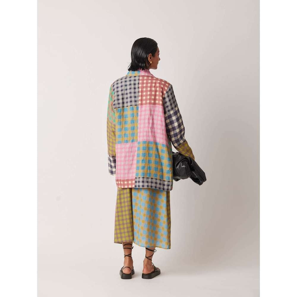 YAVI Women's Alit Checks & Printed Multi-Color Jacket