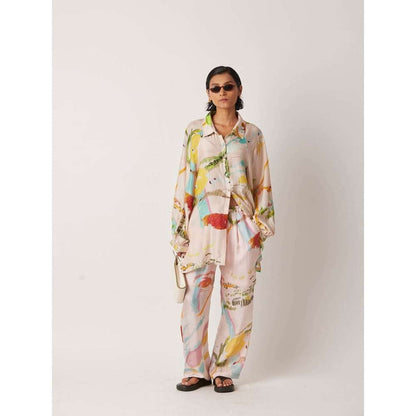 YAVI Women's Iwoa Printed Off White Pant