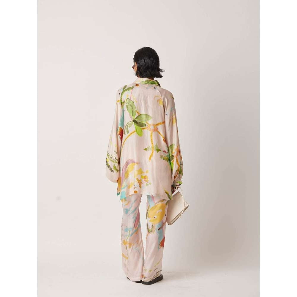 YAVI Women's Iwoa Printed Off White Pant