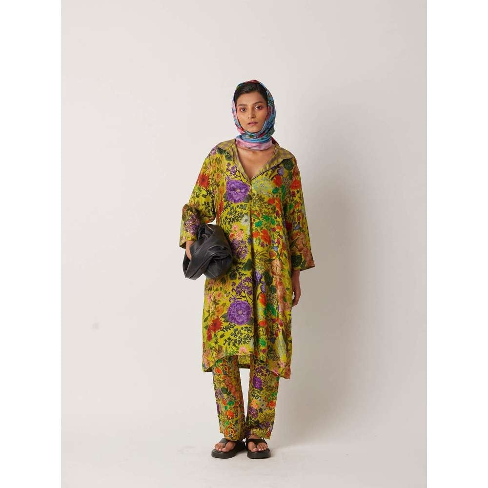 YAVI Women's Betty Floral & Printed Green Pant