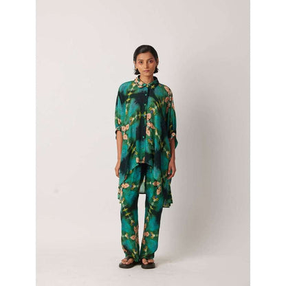 YAVI Women's Anigo Floral & Printed Green Kaftan Top