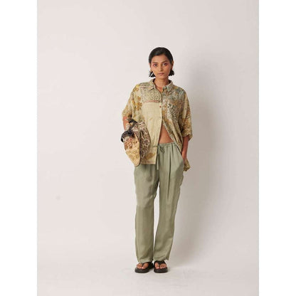 YAVI Women's Ceclia Floral & Printed Beige Shirt