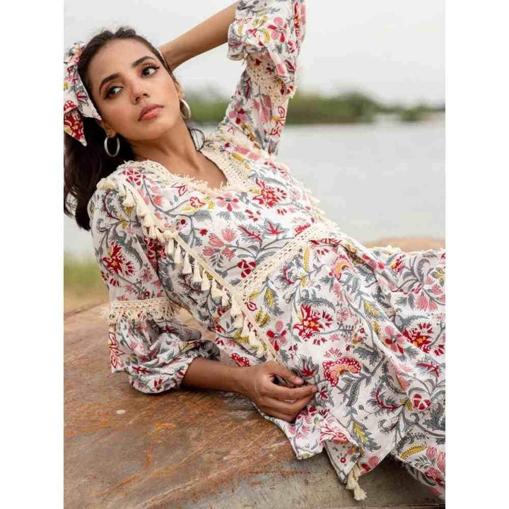 Zanaash Ariat-Gypsy Boo Floral Hand Block Printed Cotton  Co-Ord Sets(Set Of 2)