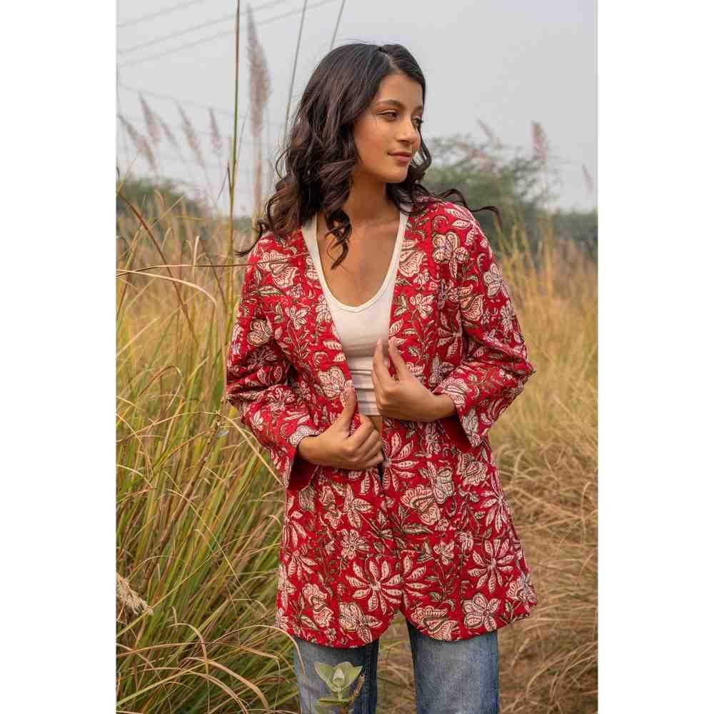 Zanaash Kalamaki - Floral Hand Block Printed Jacket