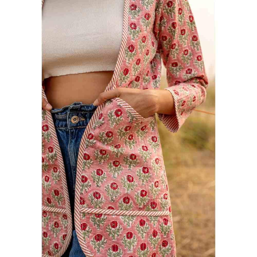 Zanaash Royal Rein - Hand Block Floral  Printed Jacket
