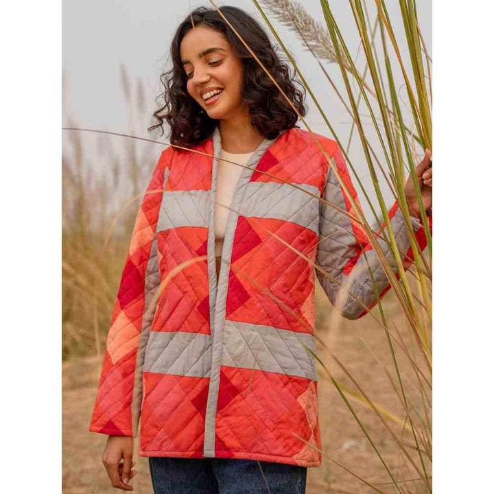 Zanaash Maple Squarzy- Patchwork  Quilted Jacket