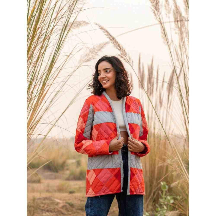 Zanaash Maple Squarzy- Patchwork  Quilted Jacket