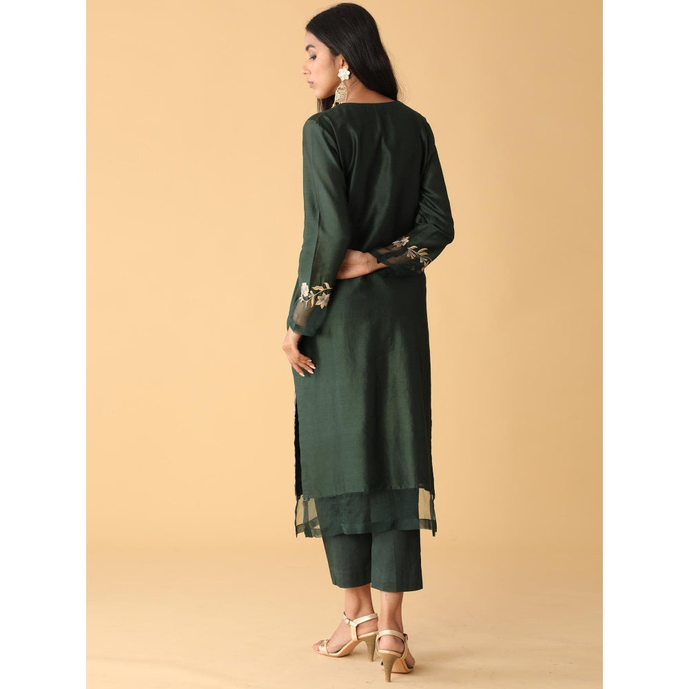 Zeefaa Twilight Emerald Chanderi Set (3 Pcs)