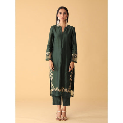 Zeefaa Twilight Emerald Chanderi Set (3 Pcs)