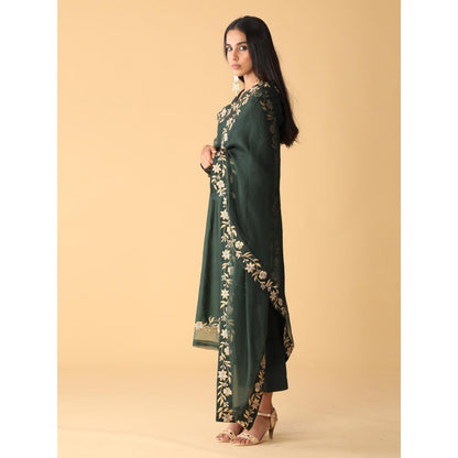 Zeefaa Twilight Emerald Chanderi Set (3 Pcs)