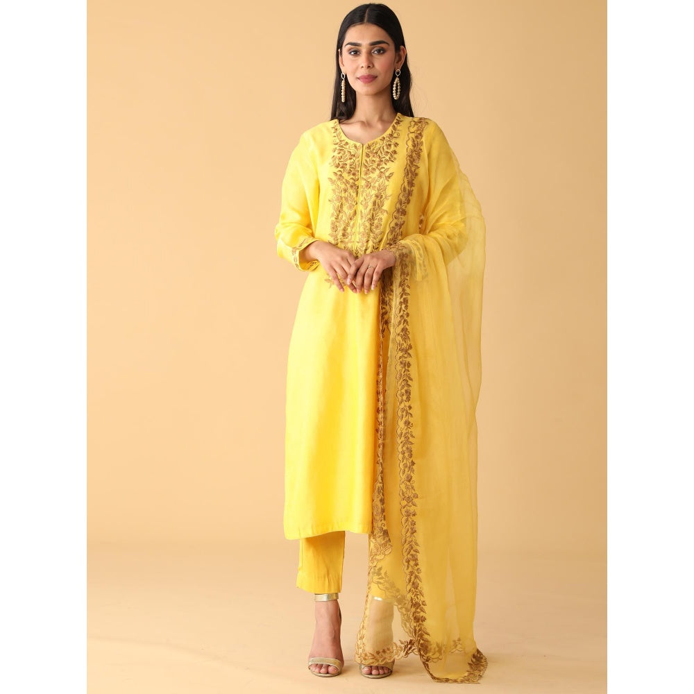 Zeefaa Setting Sun Chanderi Set (3 Pcs)