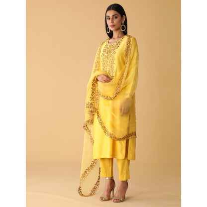 Zeefaa Setting Sun Chanderi Set (3 Pcs)