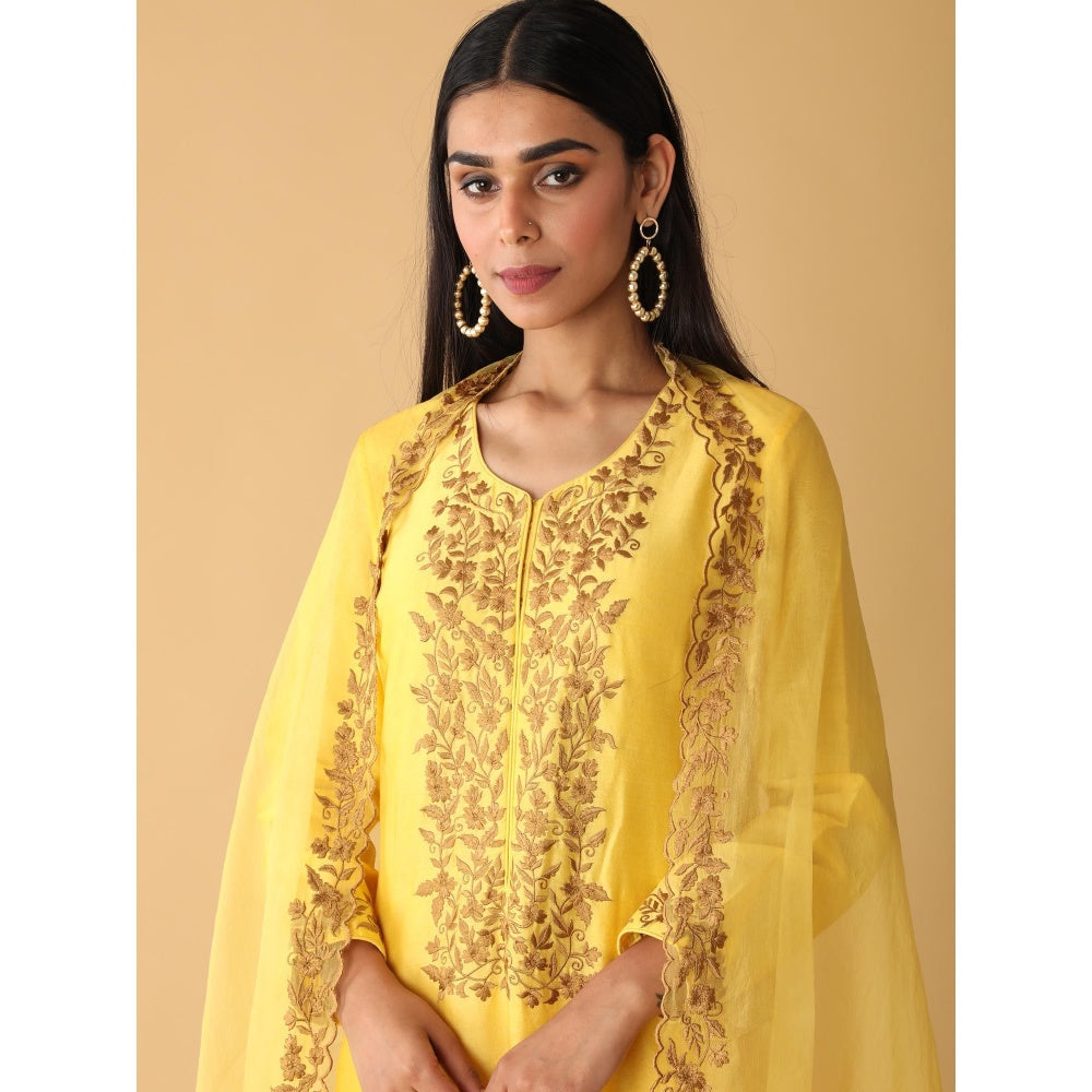 Zeefaa Setting Sun Chanderi Set (3 Pcs)