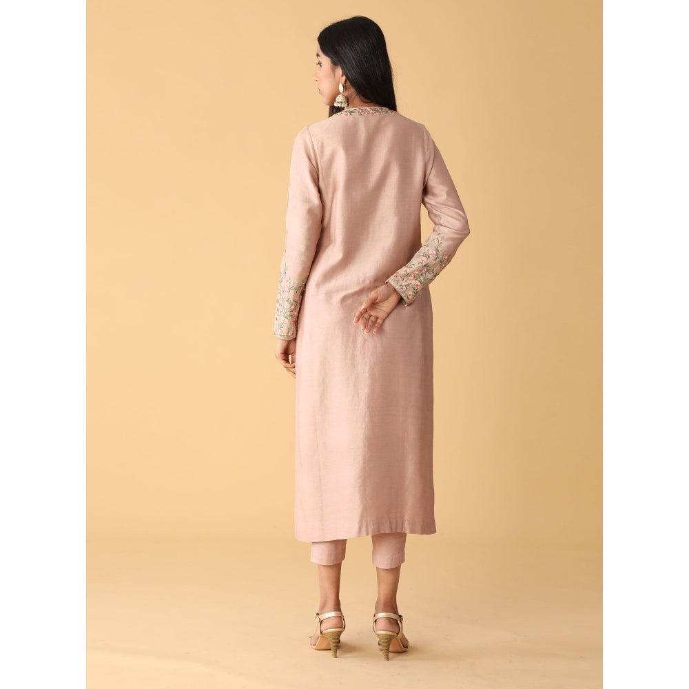 Zeefaa Eventide Dull Pink Jacket Set (3 Pcs)